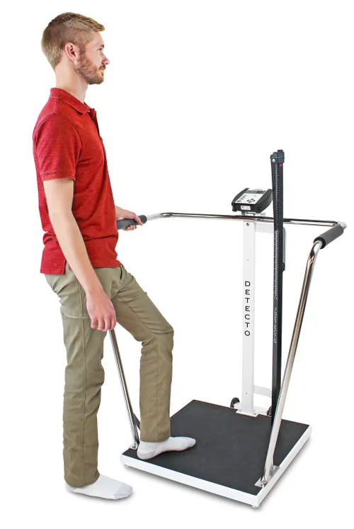 Detecto 6856MHR 1000 lbs Capacity Waist-High Stand-On BMI Scale w/ Manual Height Rod 1