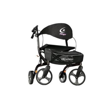 Airgo® eXcursion™ X20 Rollator, Lightweight, Side-Fold, H20" Seat, 300 lb, Pearl Black