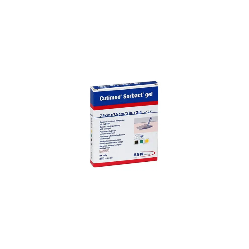 Cutimed® Sorbact® Gel Antimicrobial Dressing, Impregnated with Hydrogel, W7.5cm x L7.5cm