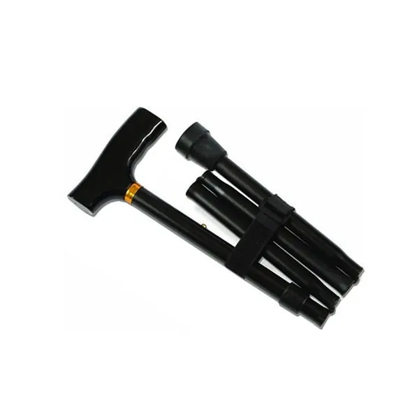 Folding Cane, Adjustable, 250 lb, OD 16mm Tip, Black