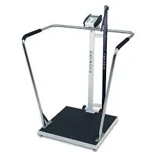 Detecto 6856MHR 1000 lbs Capacity Waist-High Stand-On BMI Scale w/ Manual Height Rod 1
