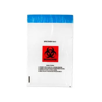 Lab Specimen Transport Bag, 10"x6", Clear/Black and Red