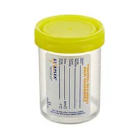 Leakbuster™ Specimen Container, Yellow O-Ring Cap, Non-Tabbed Label