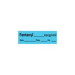 Anesthesia Tape, Fentanyl mg/mL, Date Time and Initial, Light Blue