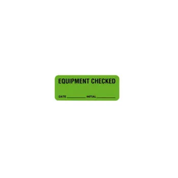 Equipment Checked Labe, Fluorescent Green