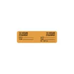 Tubing Change Label, W3" x H7/8" Fluorescent Orange