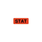 STAT Label, W1-1/4" x H5/16", Fluorescent Red, Permanent