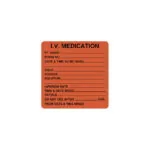 IV Medication Added Label, W2-1/2" x H2-1/2" Fluorescent Red