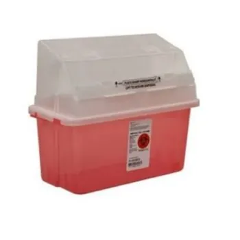 Sharps-A-Gator™ Safety In Room Sharps Container, Counterbalance Lid, Transparent Red, 5 Quart